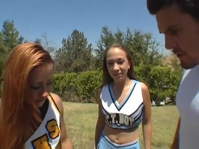 Tight little babes: Two hot gorgeous cheerleaders with perfect holes got fucked in...
