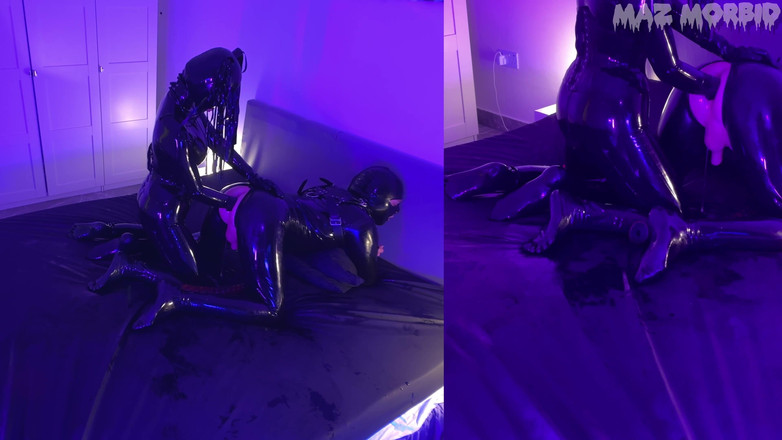 KinkyFemdomTV: Máscara de gás, látex, pegging e fisting anal com a...