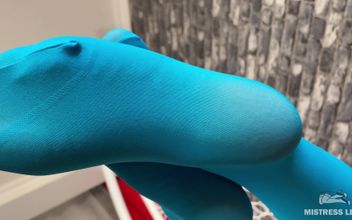 Goddess Foot Tease in Hanging Chair in Cute Blue Pantyhose Part 2