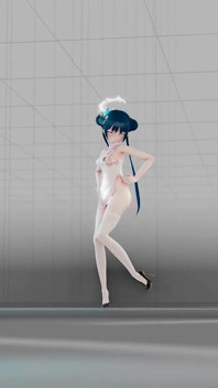 บลูอาร์ไคฟ รูเกะ คิซากิ เฮนไต ถอดเสื้อผ้าเต้น MMD 3D สีผมฟ้า แก้ไข Smixix