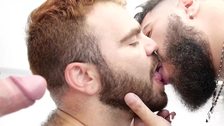 ScruffyStocky: Tag Team Two Tattooed Bears Spit-roast Smooth Cub Wet Facial