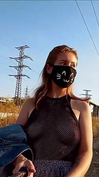 Walking in front of the factory and candle my pussy