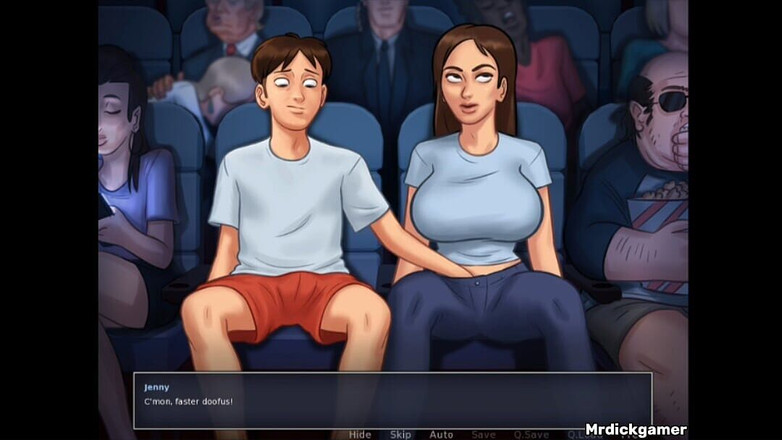 Hornysexes: Summertime Saga 나는 영화에서 내 의붓여친을 핑거링했고 그녀는 훌륭한 오르가즘을 가졌다.