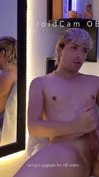 Blonde Hair Boy Jerking off in Cam and Cum Masive