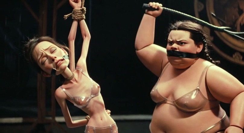 YOUR BEST FANTASY: Skinny Slave in Bondage Whipped by Fat SSBBW Mistress
