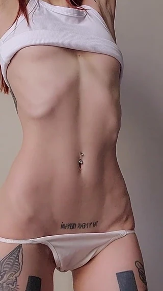 TattoedGirl666: Sexy Tease: Slim Skinny Goddess in White