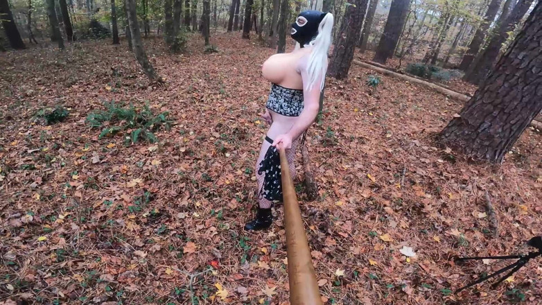 Jon Screcrow: Giant Fake Tits Crossdresser Walk in the Woods Behind the...