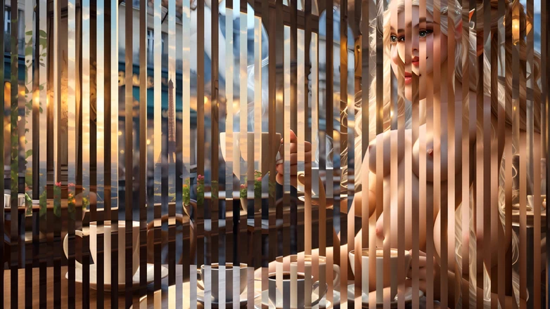 LustRender: Beautiful Big Breasted Nude Elf Girl Enjoying a Cup of...