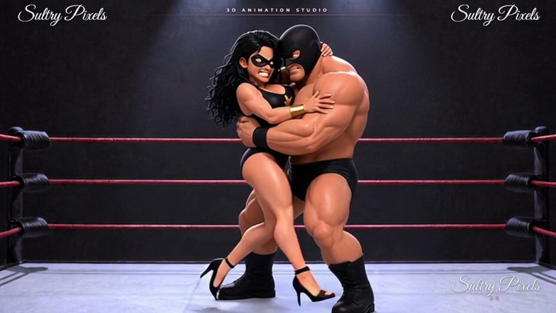 Sultry Pixels 3D: Pahlawan super bertopeng dengan sepatu hak tinggi kepergok dientot gaya...