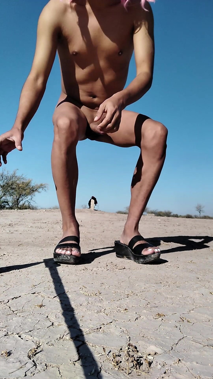 Misaelechowski: Cute Hot Slut in Sandals and Mini Dress Strips Naked...
