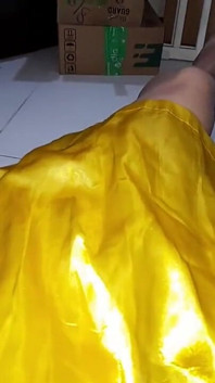 Prenses snow white saten sevimli elbiseye boşalma