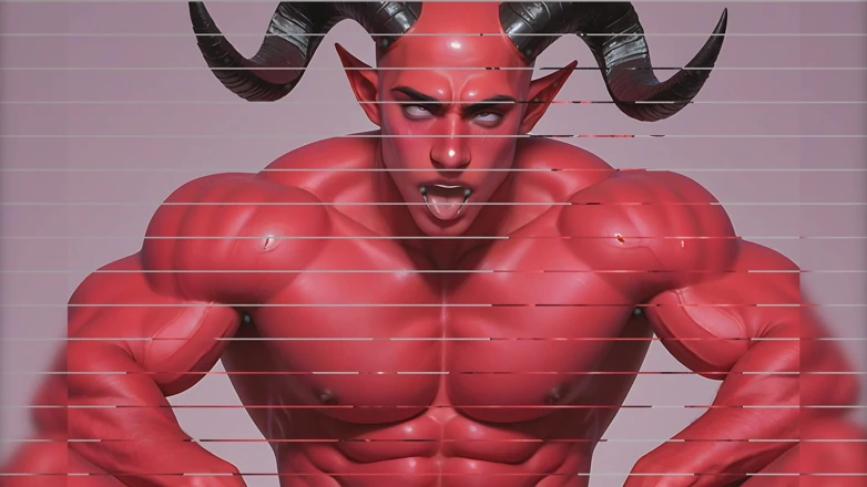 LustMen: 恶魔的在性感的快乐中迷失了。Red Skin和ahegao单人表演