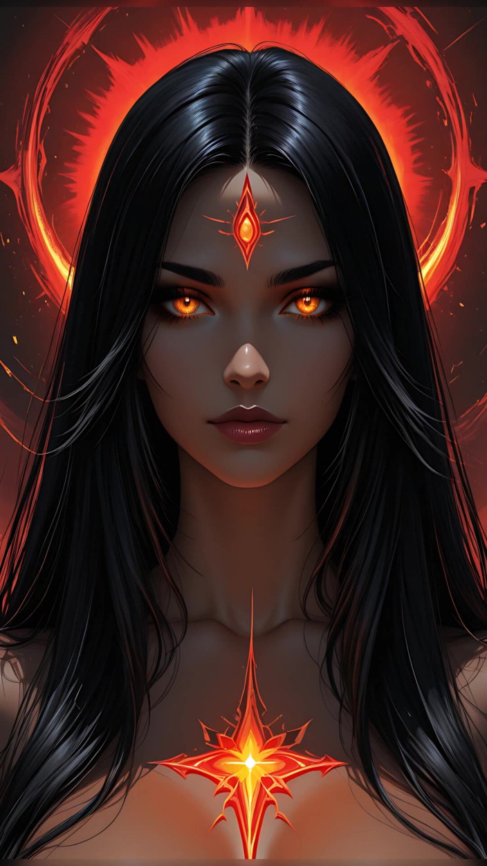 VelvetInk Studio: Shadow Assassin Warrior vrouw met jetzwart haar en Amber Eyes...