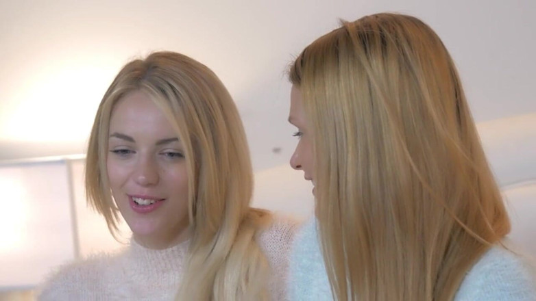 Lesbian Illusion: Beautiful blonde in the bedroom