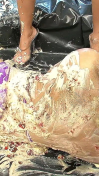 Horny Blonde Step Sisters Smeared with Vanilla Cream and Masturbates Pussy