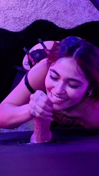 Petite Girl with Pigtails at Gloryhole