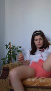 Sexy Teen Weting Her Short Pants and Touching Her Pussy