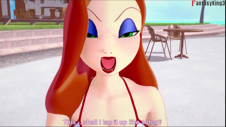 Fantasy king: Jessica Rabbit taille une pipe dans la piscine
