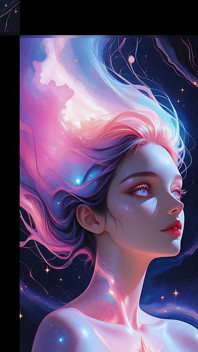 초현실적 인 판타지 드림 스케이프 Ai Art 슬라이드쇼에 떠있는 우주 꿈 여신 누드 여자