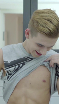 Young Randy Freja wank and cum in the bathroom