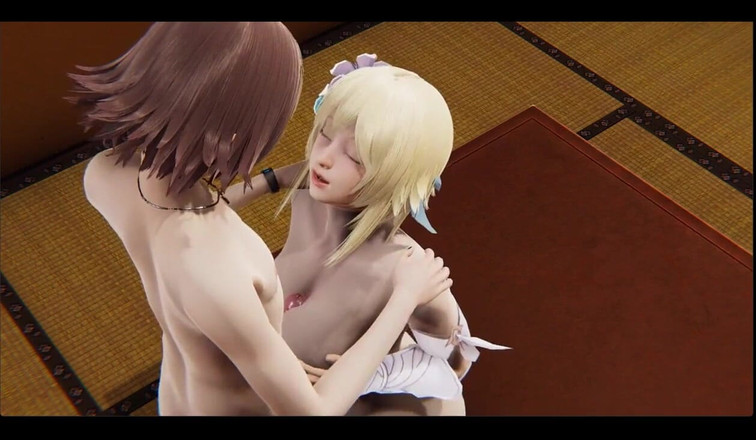 HentaiTubes: Genshin impact hentai - lumine göğüsler ve kovboy kız - manga anime 3d...