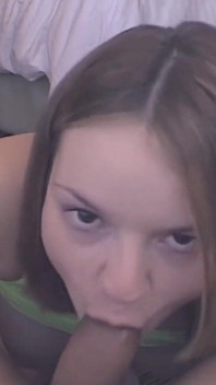 Young Blonde Babe Sucks and Rides Her Dildo