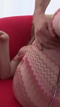 Busty Teen Gets Her Shaved Cunt Hammered by a Tattooed Guy on the Armchair