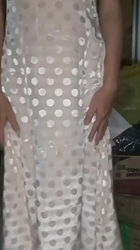 Satin Long Gown Polkadot Crossdresser Masturbation Fetish