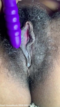 Close up Stimulating My Big Clit Hairy Pussy Creaming