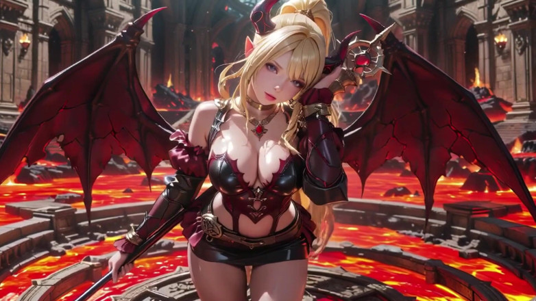 Seraphina Vale: Lava Throne! Blonde Demon Queen Kneels &amp; Membentangkan Sayapnya, Malas Mengusik...