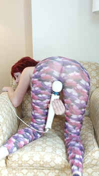 Teen Redhead in pantyhose gets off with her big Vibrator