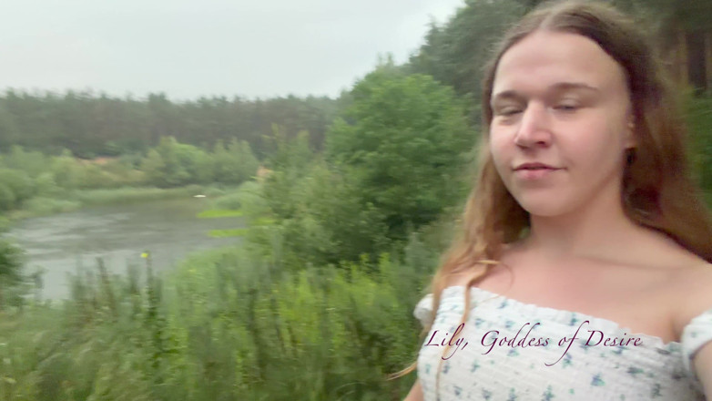 Lily, Goddess of Desire: Teen Shows Tits and Asshole During a Storm in the...