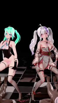 [mmd]白・ミクバム ダブルミートダンス 屈辱模様 透明な黒絹乗り