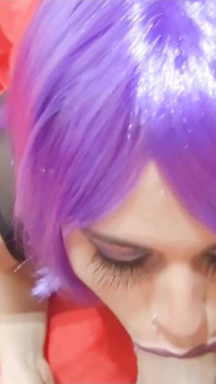 Cosplay diep in de keel, kont neuken en poesje neuken, sperma slikken