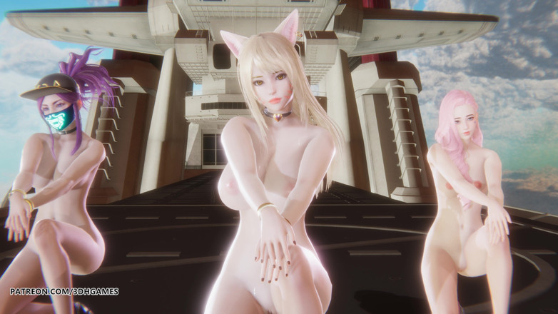 3D-Hentai Games: [mmd] Unis - Ahri Akali Séraphinine, danse nue sexy, League of...