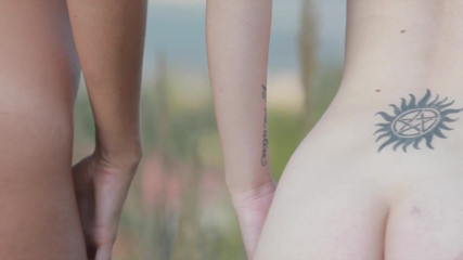 XCZECH: Sharon Cherry - Two girls showing pussies in the sunset