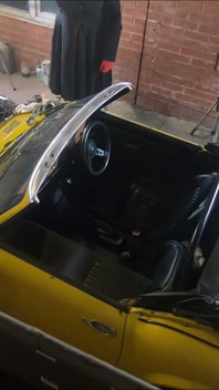 Behind the scenes vintage car