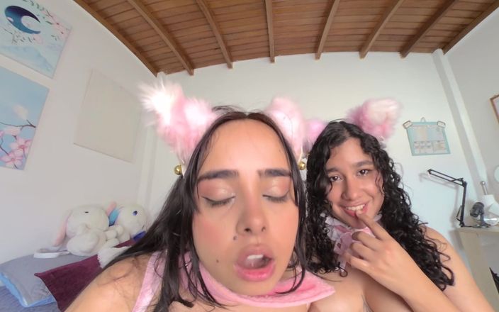 CuttiejennieVR: Gatos flertando fazem você comer seu próprio esperma parte 2
