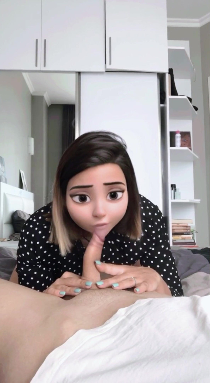Good_view: Girl with cartoon face suck big dick