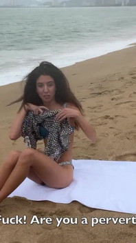 Babe Can I Cum on Your Tits? - Cock Flashing on the Beach