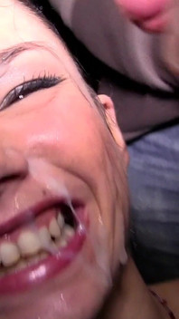 Horny Big Tits Sasha Daniels Goes Dogging to Suck off Perverted Older Men and Take Big Loads on Her Face