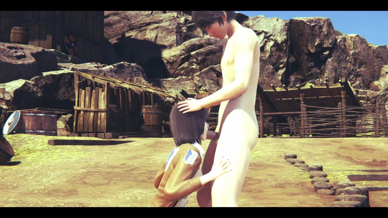 HentaiTubes: Hentai Titans - Mikasa melakukan blowjob dan kemudian dia melakukannya dengan...