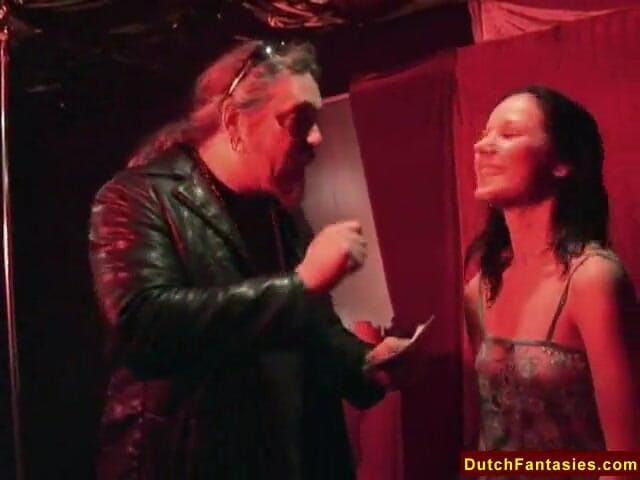 Dutch Fantasies: Sexy brunette babe sucks guy's cock