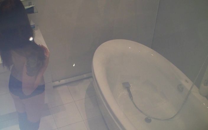 Dirty fantasy: Young Brunette with Tattoos Masturbates with a Dildo in the...