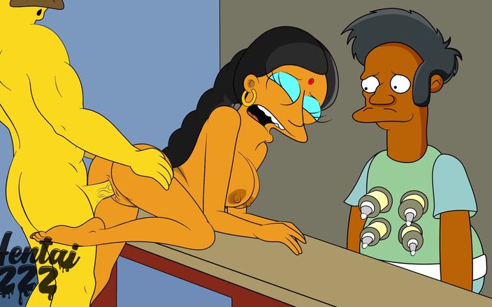 Hentai ZZZ: De Simpsons - Manjula wordt geneukt door Vlaanderen terwijl Apu toekijkt