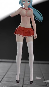 [mmd] Çikolatalı krema jk; Seksi üniversiteli kız üniforması; Ultra kısa etek; Beyaz çoraplı; Kırmızı soled yüksek topuklu ayakkabılar