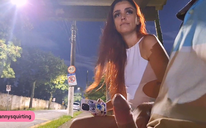 Fanny squirting: Risky Handjob on the Street in Naughty with an Eye...