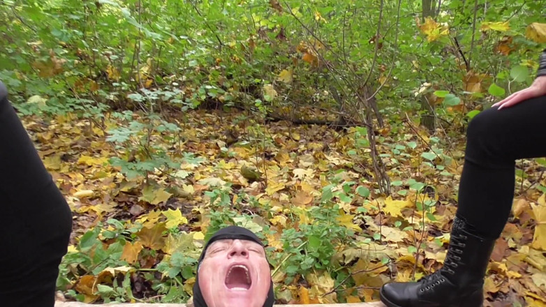 Femdom Austria: Spitting session in the forest