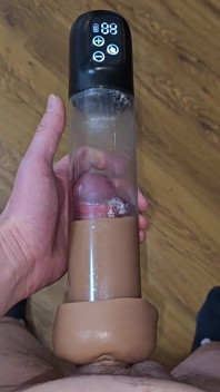 After Orgasm - Pumping My Cock in a Cum-filled Vacuum Pump