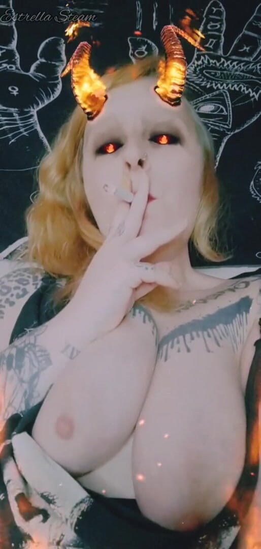 Estrella Steam: Demon smokes a cigarette